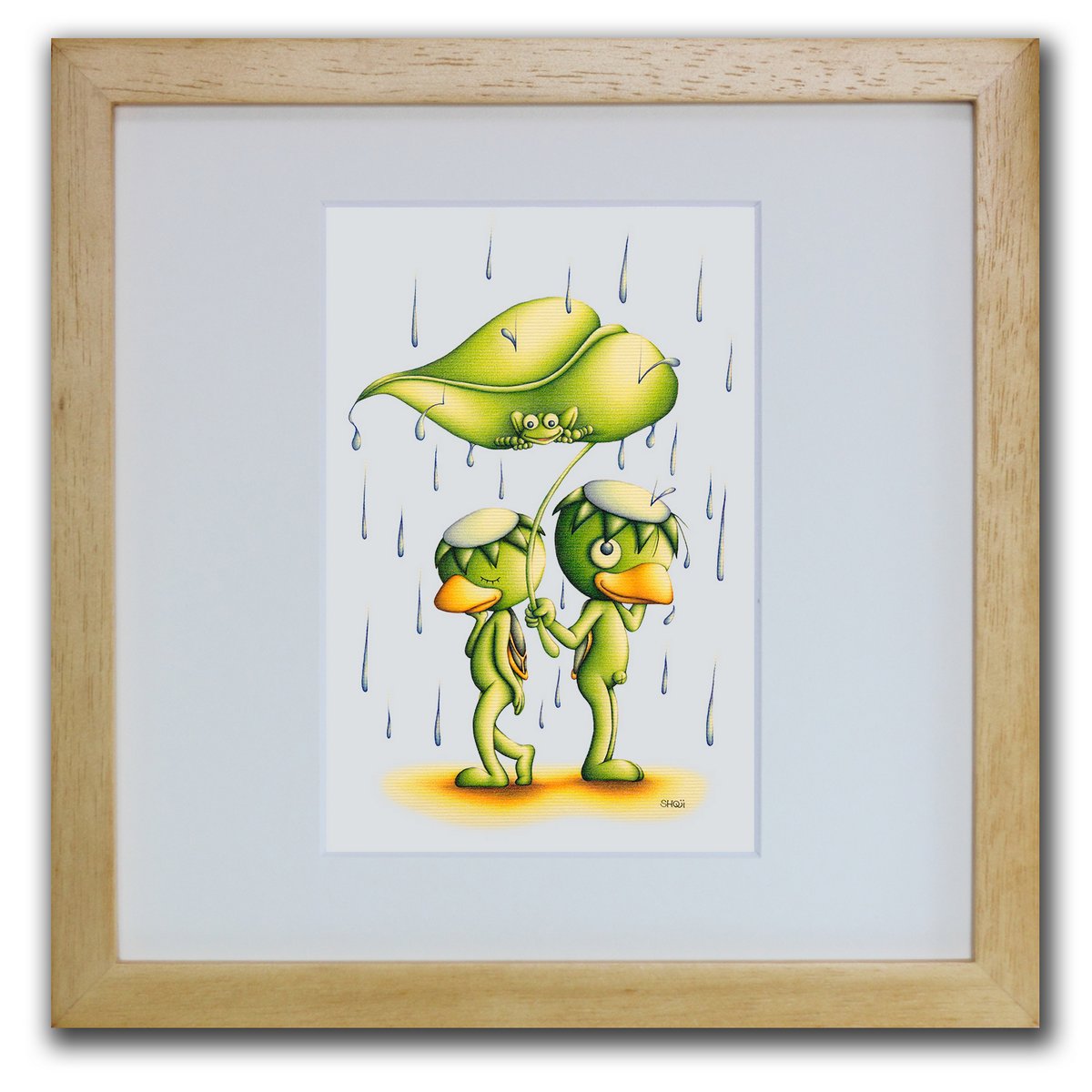 色鉛筆画・版画 ゆうパケット 幸福の雨 SHOji/インテリア 額入り 額装込 風景画 油絵 ポスター アート アートパネル リビング 玄関 プレゼント モダン...