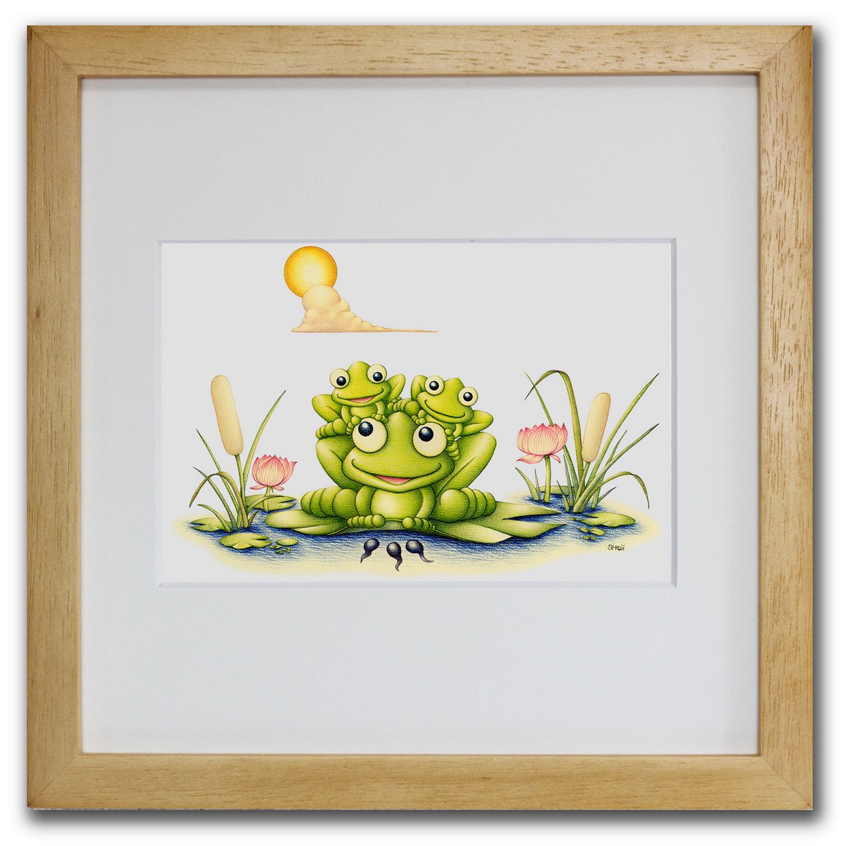 色鉛筆画・版画 ゆうパケット みんなで遊ぼ SHOji/インテリア 額入り 額装込 風景画 油絵 ポスター アート アートパネル リビング 玄関 プレゼント モ...