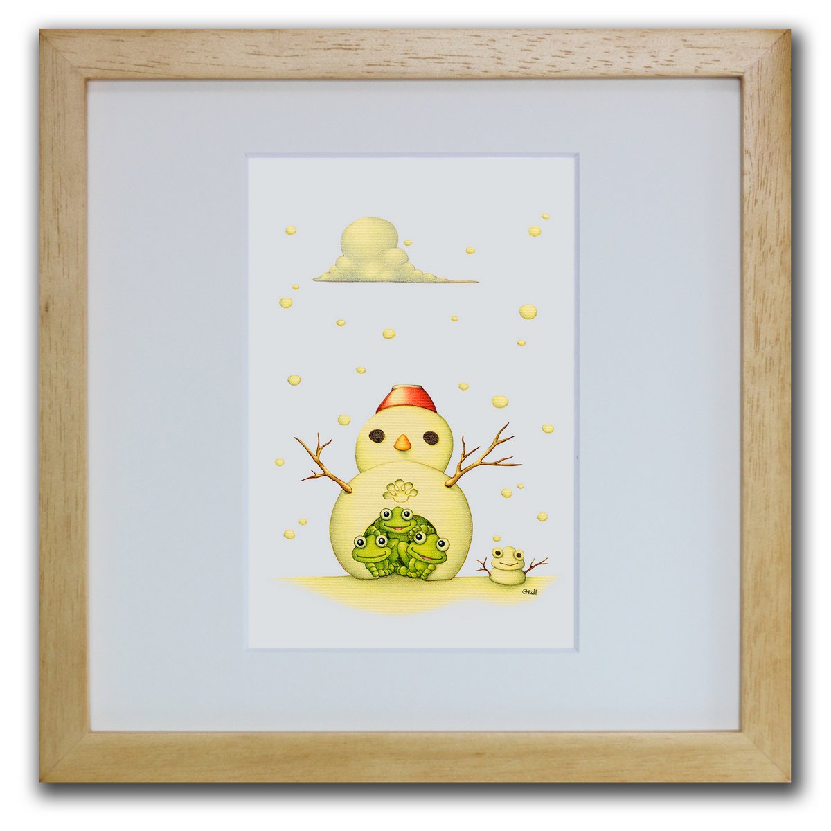 色鉛筆画・版画 ゆうパケット 冬のおうち SHOji/インテリア 額入り 額装込 風景画 油絵 ポスター アート アートパネル リビング 玄関 プレゼント モダ...