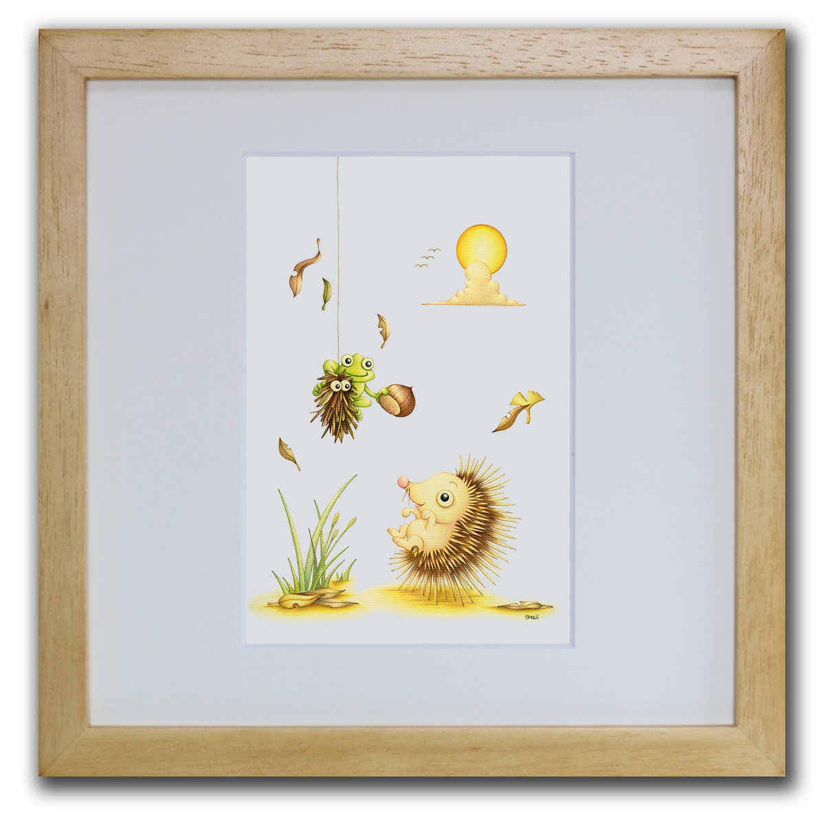 色鉛筆画・版画 ゆうパケット イガ・ネズミ SHOji/インテリア 額入り 額装込 風景画 油絵 ポスター アート アートパネル リビング 玄関 プレゼント モ...