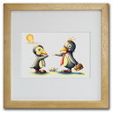 色鉛筆画・版画 ゆうパケット サラリーマンペンギン SHOji/インテリア 額入り 額装込 風景画 油絵 ポスター アート アートパネル リビング 玄関 プレゼ...