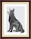 絵画 モノトーンアート Violin -Dog＆Cat- ヴァイオリン 犬と猫 山口 美咲 手彩仕上 高精細巧芸画/インテリア 額入り 額装込 アート リビング プレゼント アートフレーム 飾る グッズ ギフト Lサイズ おしゃれ 壁掛け 絵