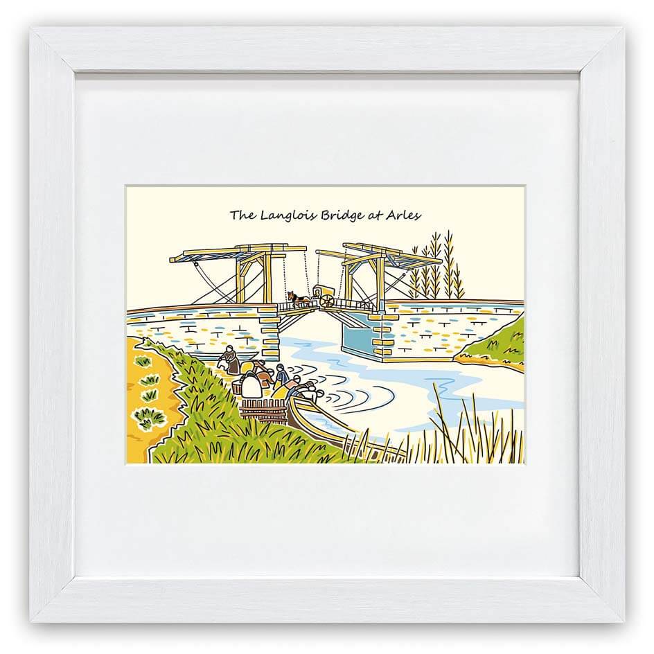 ラインアートで世界の名画 絵画 ゴッホ アルルの跳ね橋 / 額入り 額装込 風景画 絵画 アート リビング 玄関 トイレ インテリア かわいい 壁飾り 癒やし プレゼント ギフト アートパネル Sサイズ おしゃれ 壁掛け 絵