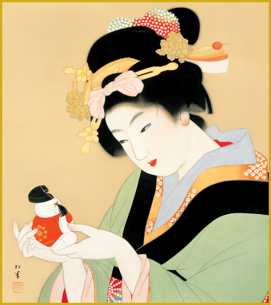 【スーパーSALE10%OFF】色紙 色紙掛けなし 色紙絵 和風 御所人形 上村松園 モダン 掛軸 床の間 和室 おしゃれ 壁掛け 絵