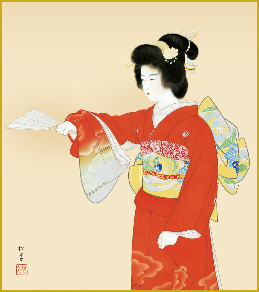 色紙 色紙掛けなし 色紙絵 和風 序の舞 上村松園 モダン 掛軸 床の間 和室 おしゃれ 壁掛け 絵