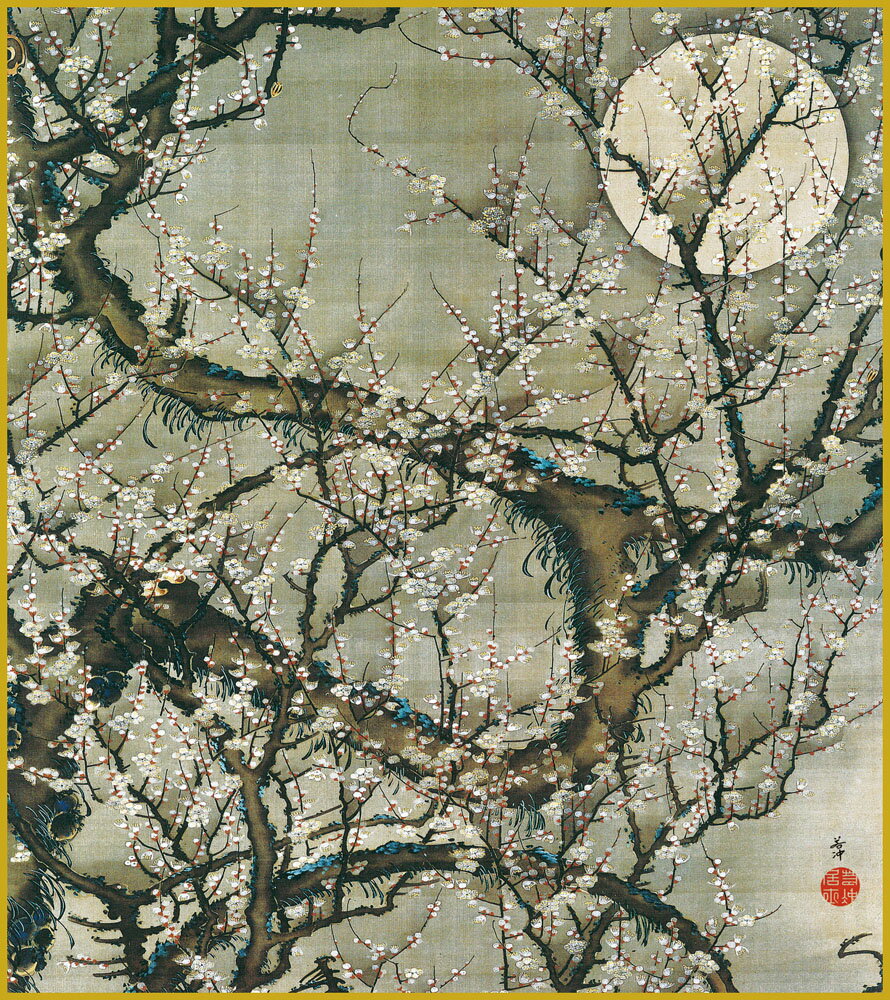 【スーパーSALE10%OFF】色紙 色紙掛けなし 色紙絵 和風 梅花皓月図 伊藤若冲 モダン 掛軸 床の間 和室 おしゃれ 壁掛け 絵