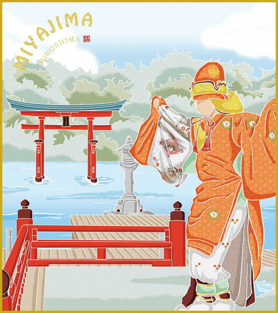 色紙 色紙掛けなし 色紙絵 和風 舞楽 其の一 モダン 掛軸 床の間 和室 おしゃれ 壁掛け 絵