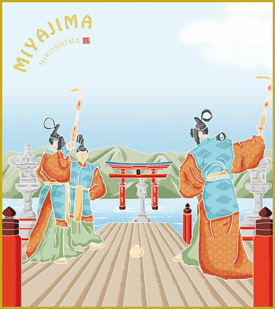 色紙 色紙掛けなし 色紙絵 和風 舞楽 其の二 モダン 掛軸 床の間 和室 おしゃれ 壁掛け 絵