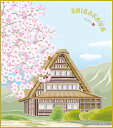 最大100%ポイントバック!限定抽選 色紙 色紙掛けなし 色紙絵 和風 白川郷 桜 モダン 掛軸 床の間 和室 おしゃれ 壁掛け 絵