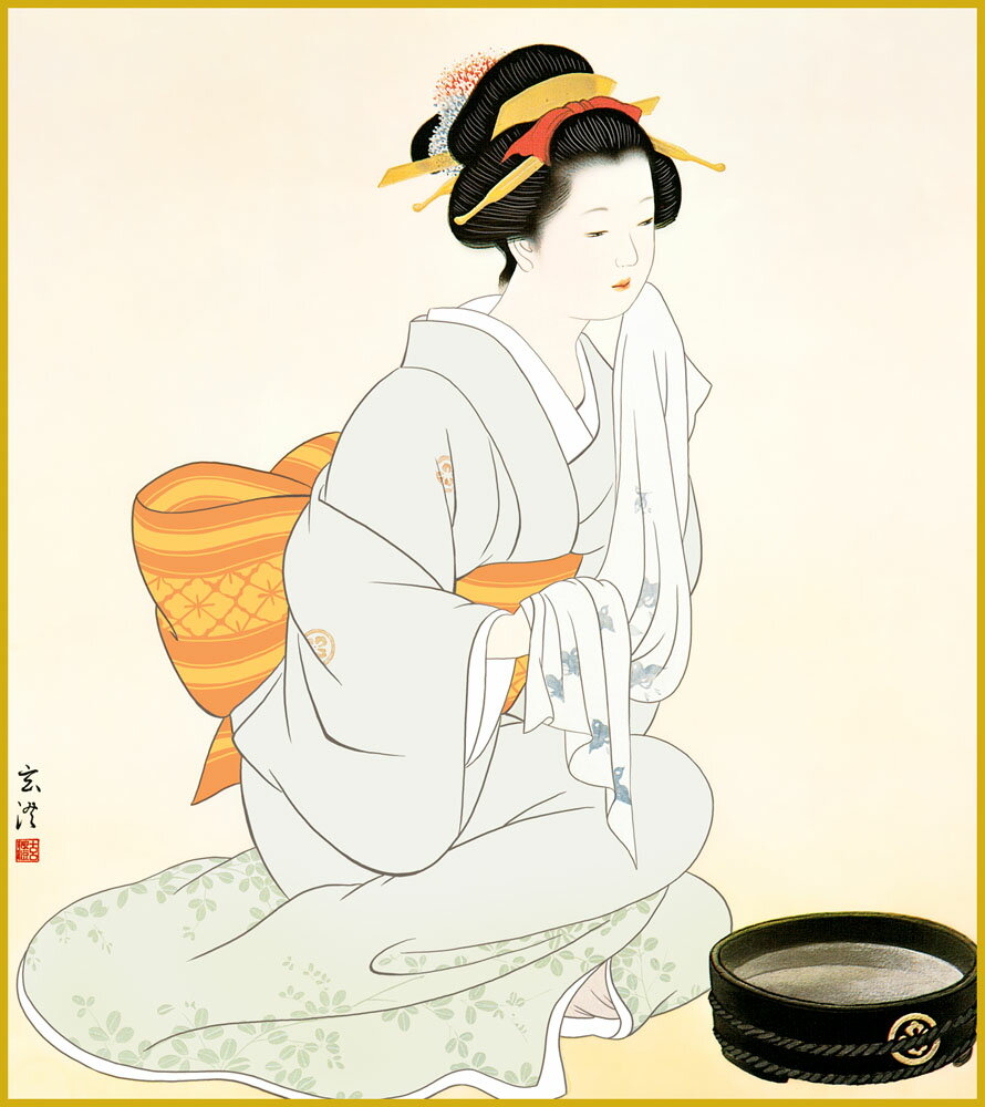 【スーパーSALE10%OFF】色紙 色紙掛けなし 色紙絵 和風 頬を拭う女 モダン 掛軸 床の間 和室 おしゃれ 壁掛け 絵