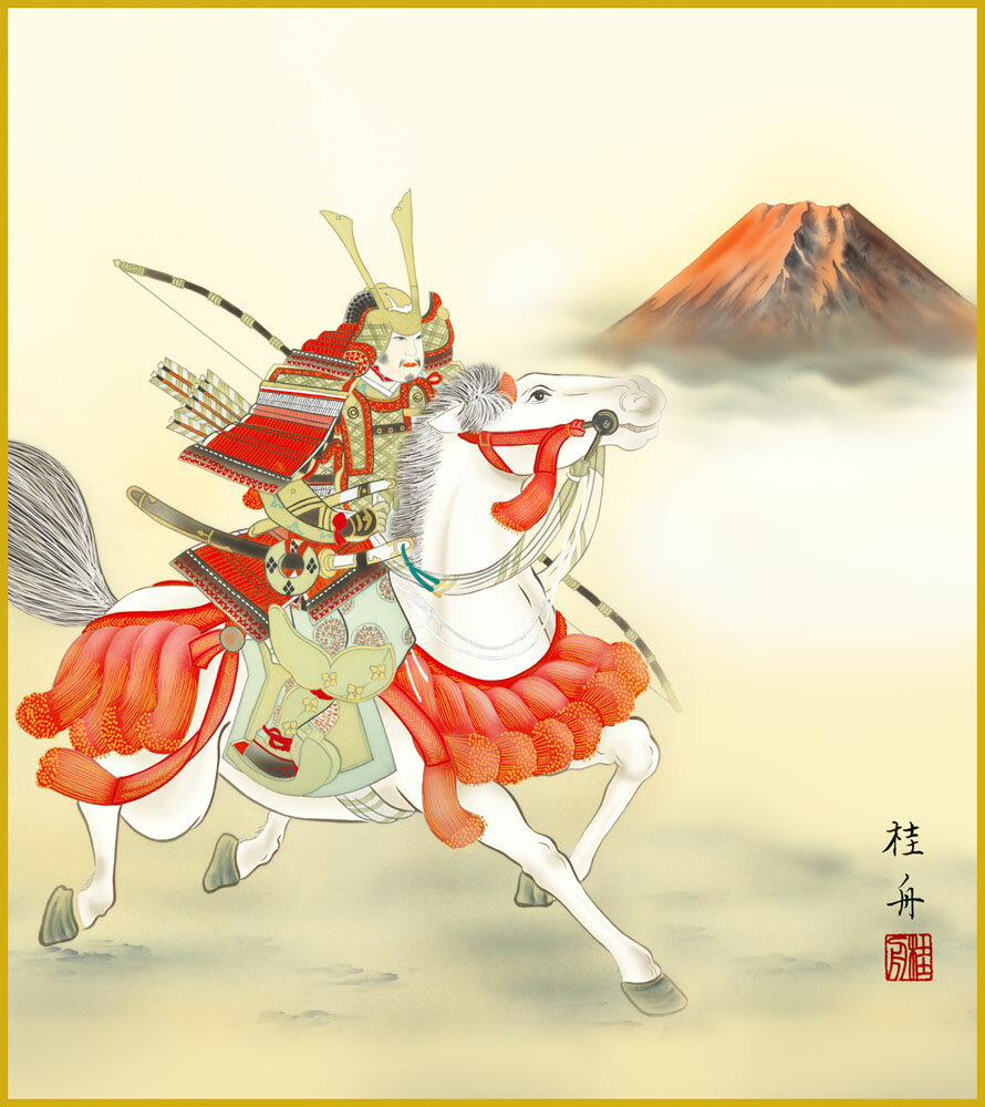 【スーパーSALE10%OFF】色紙 色紙掛けなし 色紙絵 和風 白馬武者 モダン 掛軸 床の間 和室 おしゃれ 壁掛け 絵