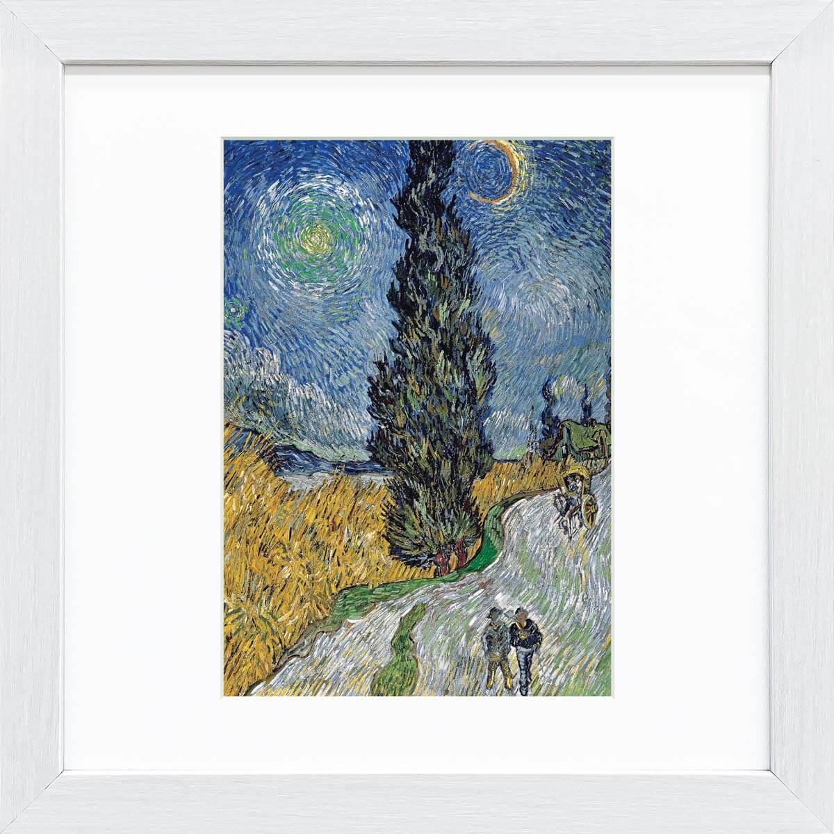 【スーパーSALE10%OFF】おうち美術館 ゴッホ 糸杉と星の見える道 / ゆうパケット 額入り 額装込 風景画 絵画 アート リビング 玄関 トイレ インテ...