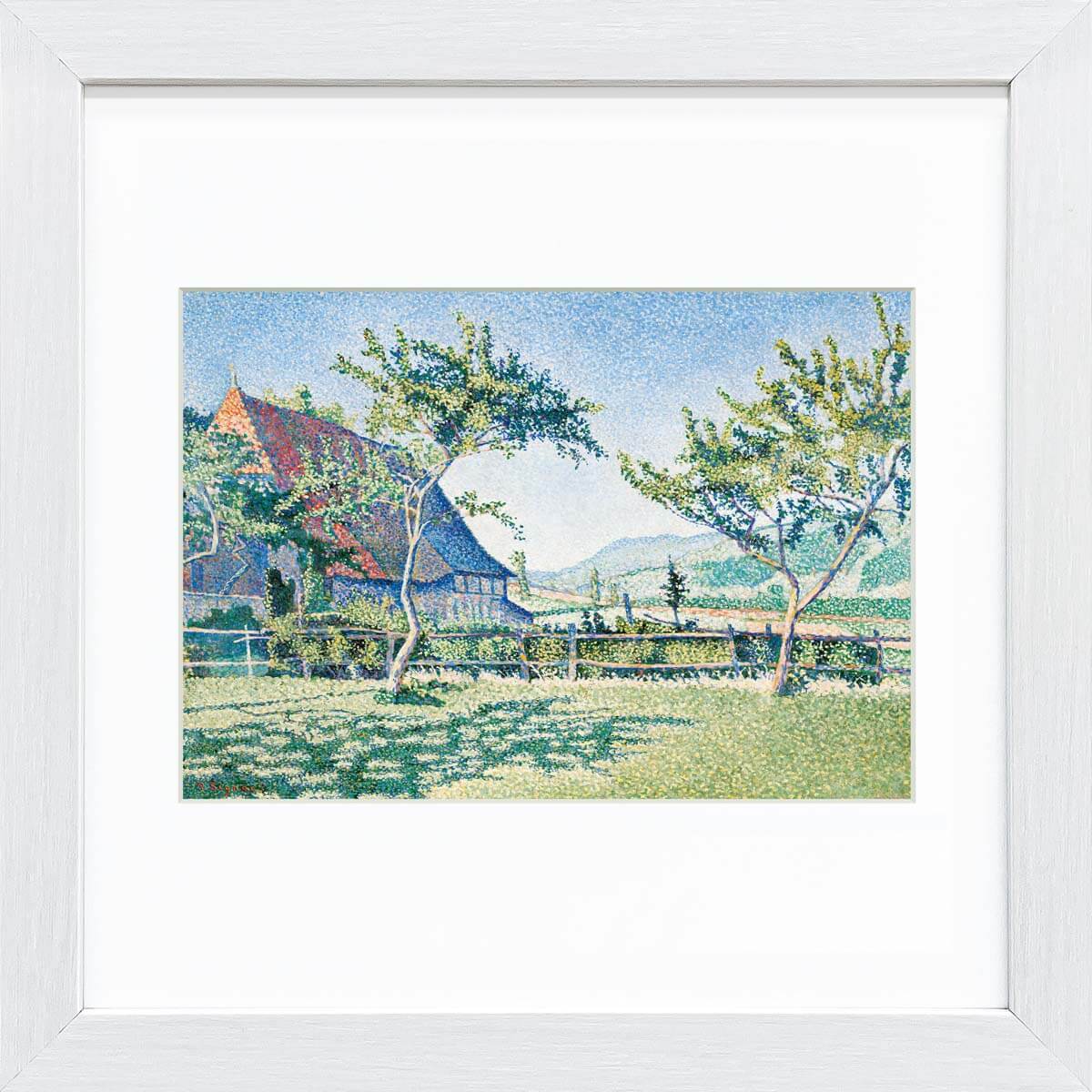 【スーパーSALE10%OFF】おうち美術館 シニャック 牧草地コンブラ・ルシャトー / ゆうパケット 額入り 額装込 風景画 絵画 アート リビング 玄関 ト...