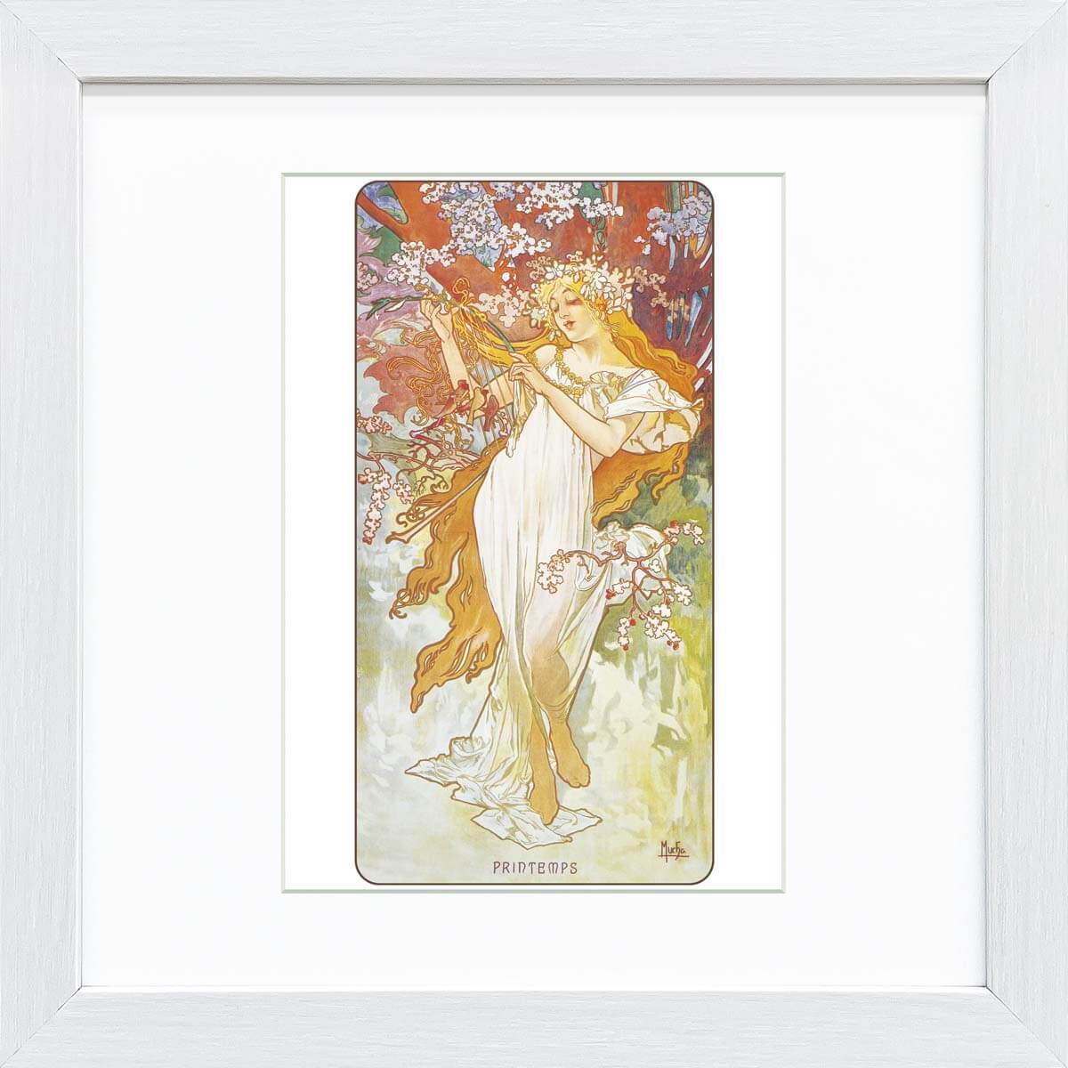 【スーパーSALE10%OFF】おうち美術館 ミュシャ 春 / ゆうパケット 額入り 額装込 風景画 絵画 アート リビング 玄関 トイレ インテリア かわいい...