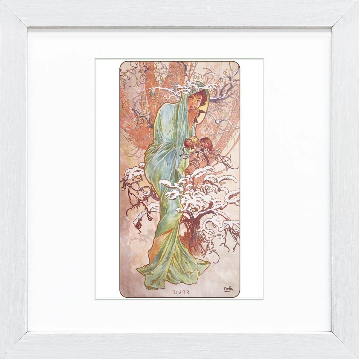 【スーパーSALE10%OFF】おうち美術館 ミュシャ 冬 / ゆうパケット 額入り 額装込 風景画 絵画 アート リビング 玄関 トイレ インテリア かわいい...