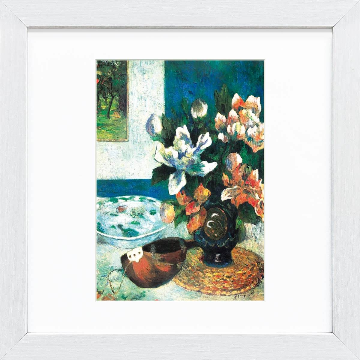 【スーパーSALE10%OFF】おうち美術館 ゴーギャン マンドリンと花 / ゆうパケット 額入り 額装込 風景画 絵画 アート リビング 玄関 トイレ インテ...