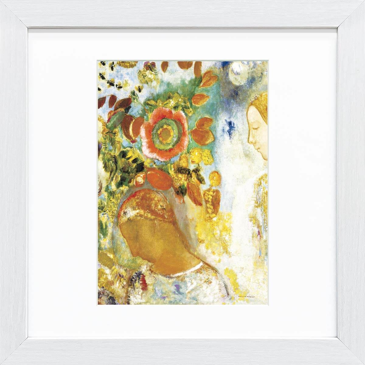 【スーパーSALE10%OFF】おうち美術館 ルドン 花に囲まれた二人の少女 / ゆうパケット 額入り 額装込 風景画 絵画 アート リビング 玄関 トイレ イ...