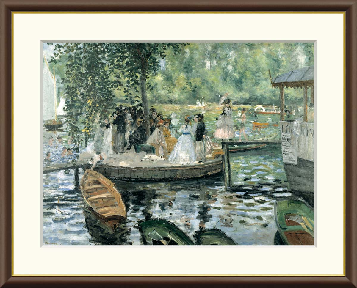 【スーパーSALE10%OFF】10年保証 名画 油絵 ラ・グルヌイエール ピエール=オーギュスト・ルノワール 手彩仕上 高精細巧芸画/インテリア 額入り 額装...