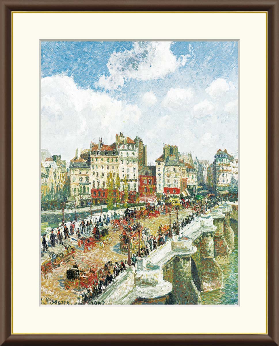 【スーパーSALE10%OFF】10年保証 名画 油絵 ポン・ヌフ カミーユ・ピサロ 手彩仕上 高精細巧芸画/インテリア 額入り 額装込 アート リビング プレ...