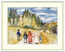 最大100%ポイントバック!限定抽選 10年保証 名画 油絵 お伽の森の子供たち エドヴァルド・ムンク 手彩仕上 高精細巧芸画/インテリア 額入り 額装込 アー...