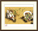 最大100%ポイントバック!限定抽選 10年保証 名画 油絵 風神雷神図 尾形光琳 手彩仕上 高精細巧芸画/インテリア 額入り 額装込 アート リビング プレゼ...
