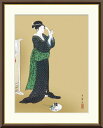 最大100%ポイントバック!限定抽選 10年保証 名画 油絵 夏姿美人図 喜多川歌麿 手彩仕上 高精細巧芸画/インテリア 額入り 額装込 アート リビング プレ...