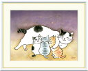 最大100%ポイントバック!限定抽選 10年保証 名画 油絵 安らぎのねこ 千春 手彩仕上 高精細巧芸画/インテリア 額入り 額装込 アート リビング プレゼン...