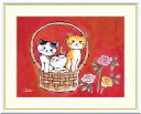 最大100%ポイントバック!限定抽選 10年保証 名画 油絵 なごみねこ 千春 手彩仕上 高精細巧芸画/インテリア 額入り 額装込 アート リビング プレゼント...