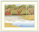 10年保証 名画 油絵 湖畔紅染 竹内凛子 手彩仕上 高精細巧芸画/インテリア 額入り 額装込 アート リビング プレゼント アートフレーム 飾る グッズ ギフト おしゃれ 壁掛け 絵