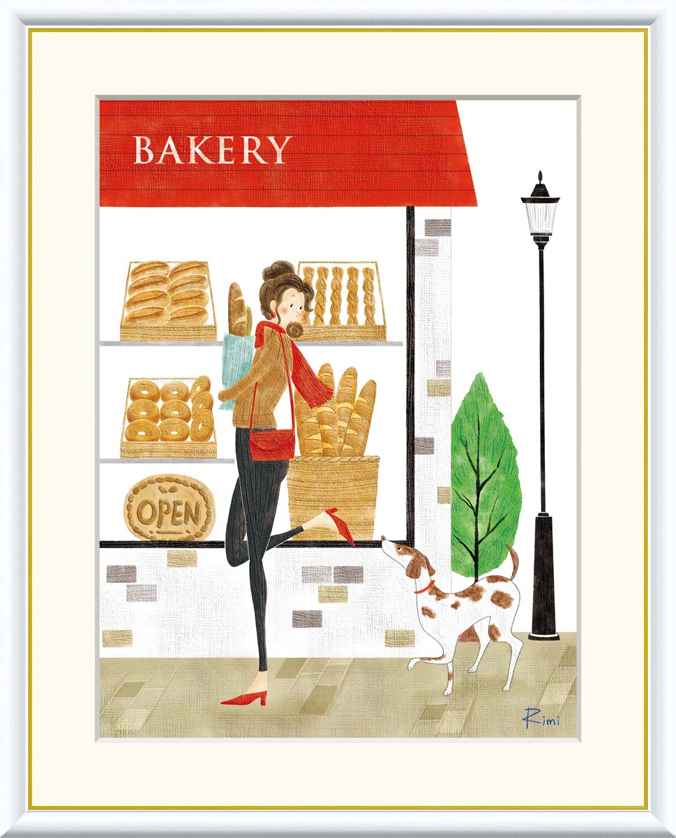 【スーパーSALE10%OFF】10年保証 名画 油絵 ベーカリー 佐久間莉美 手彩仕上 高精細巧芸画/インテリア 額入り 額装込 アート リビング プレゼント...
