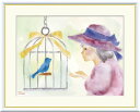 10年保証 名画 油絵 少女と青い鳥 榎本早織 手彩仕上 高精細巧芸画/インテリア 額入り 額装込 アート リビング プレゼント アートフレーム 飾る グッズ ...