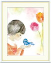 10年保証 名画 油絵 青い鳥とチューリップ 榎本早織 手彩仕上 高精細巧芸画/インテリア 額入り 額装込 アート リビング プレゼント アートフレーム 飾る ...