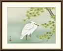 10年保証 名画 油絵 楓に白鷺 長江桂舟 手彩仕上 高精細巧芸画/インテリア 額入り 額装込 アート リビング プレゼント アートフレーム 飾る グッズ ギフト おしゃれ 壁掛け 絵