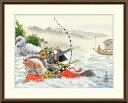 最大100%ポイントバック!限定抽選 10年保証 名画 油絵 波上武者 石田芳園 手彩仕上 高精細巧芸画/インテリア 額入り 額装込 アート リビング プレゼン...