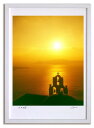 最大100%ポイントバック!限定抽選 アートフォト 絵画 ギリシャ エーゲ海 サントリーニの夕焼け/インテリア 額入り 額装込 風景画 油絵 ポスター アート ...