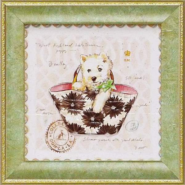 ミニゲル アートフレーム ゆうパケット チャド バレット 「ウェスティ パピー パース」/インテリア 飾る 額入り 油絵 ポスター アート 印象派 直筆 ビーチ...