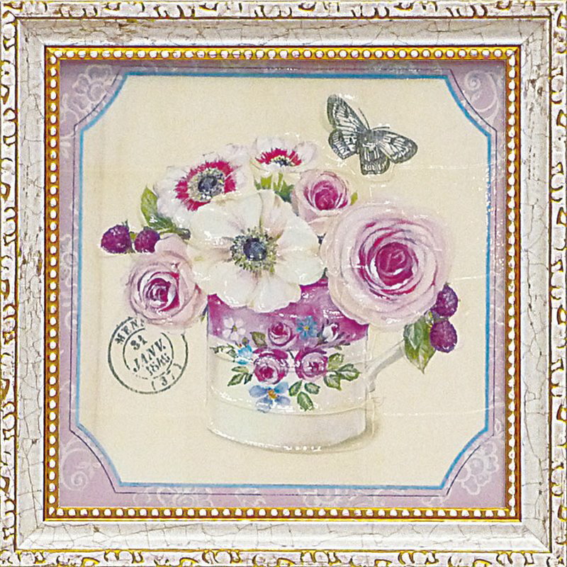 ミニゲル アートフレーム ゆうパケット フェリー ステファニア 「ティータイム アネモネ」/インテリア 飾る 額入り 額装込 油絵 ポスター アート ルネッサン...