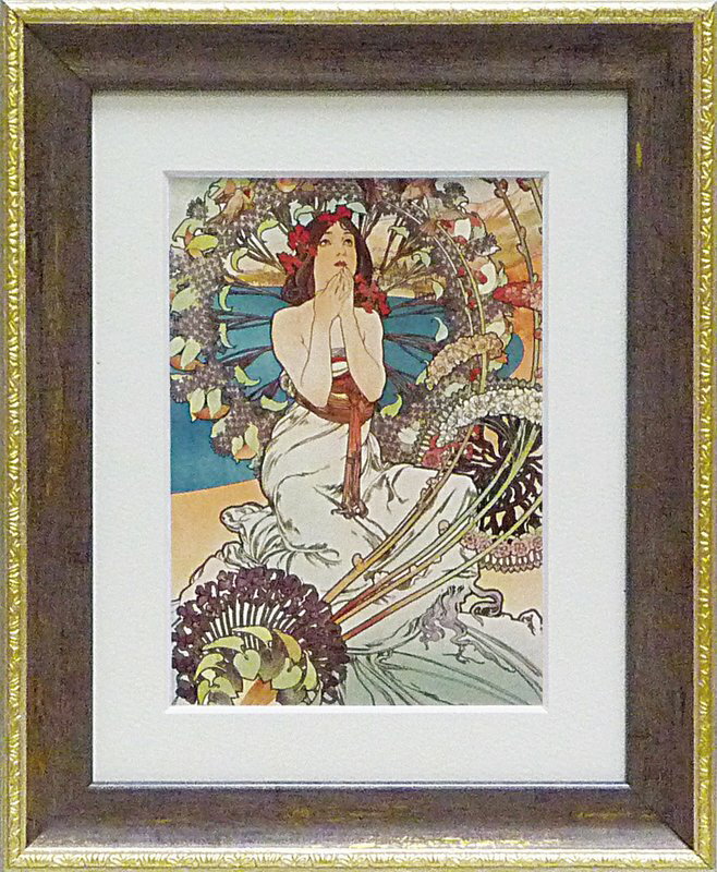 【スーパーSALE10%OFF】絵画 ゆうパケット アルフォンス ミュシャ モナコ モンテカルロ/インテリア 額入り 額装込 風景画 油絵 ポスター アート ア...