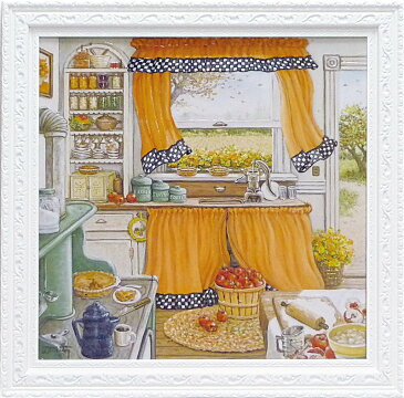絵画 ジャネット クルスカンプ パイ ベイキング デイ/インテリア 壁掛け 額入り 額装込 風景画 油絵 ポスター アート アートパネル リビング 玄関 プレゼント モダン アートフレーム おしゃれ 飾る LLサイズ 巣ごもり