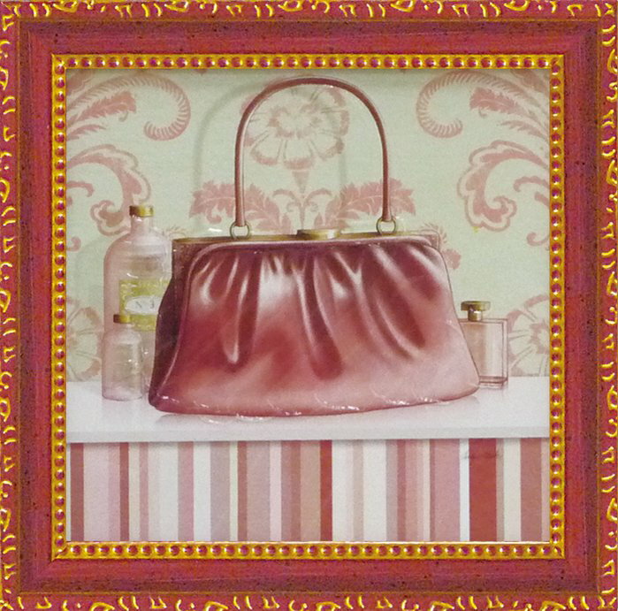 ミニゲル アートフレーム ゆうパケット キャロライン フィスク 「コーラル ピンク パース2」/インテリア 飾る 額入り 額装込 油絵 フック ポスター アート...