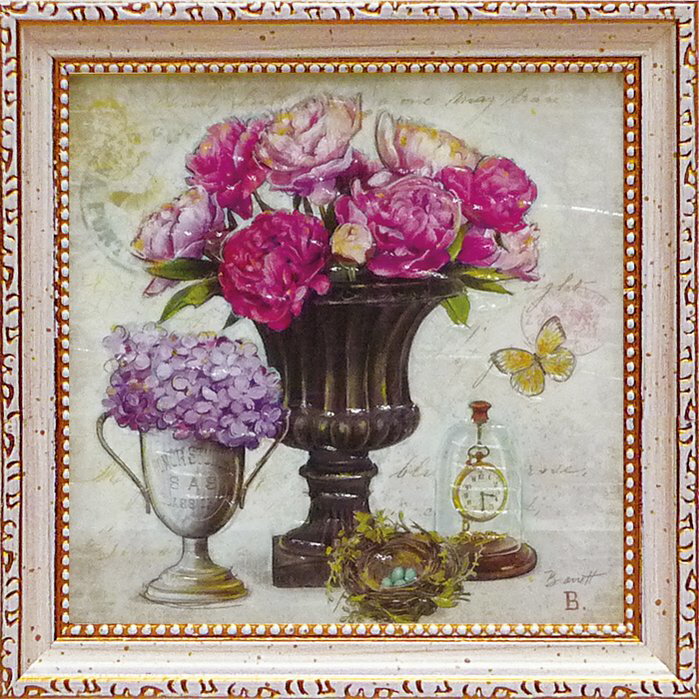ミニゲル アートフレーム ゆうパケット チャド バレット 「ヴィンテージ エステート フローラル1」/額入り 絵画 アート リビング 玄関 トイレ インテリア ...