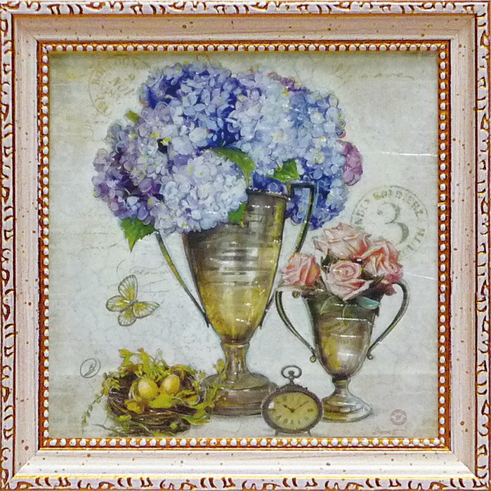 ミニゲル アートフレーム ゆうパケット チャド バレット 「ヴィンテージ エステート フローラル3」/額入り 絵画 アート リビング 玄関 トイレ インテリア ...