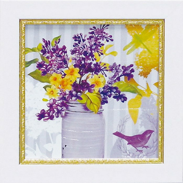 絵画 ゆうパケット ミニゲル アートフレーム アート アトリエ アライアンス「ライラック メイソンジャー ブーケ」/額入り 額装込 風景画 絵画 アート リビン...