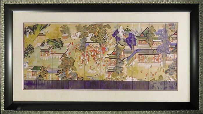 日本画 和風フレーム「郭子儀の宴」/インテリア 額入り 額装込 風景画 油絵 ポスター アート アートパネル リビング 玄関 プレゼント モダン アートフレーム 飾る 4Lサイズ おしゃれ 壁掛け 絵