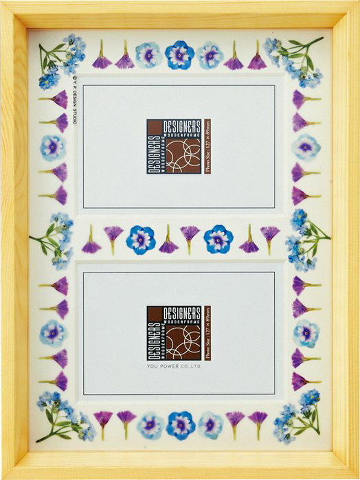 【スーパーSALE10%OFF】フォトフレーム デザイナーズ 木製フォトフレーム「ブルー アレンジ (ナチュラル) 2ウィンドー」/インテリア 壁掛け 立てかけ...