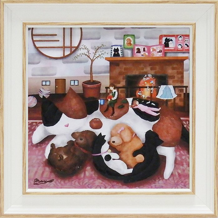 【スーパーSALE10%OFF】絵画 ゆうパケット なかの まりの「HOME(Sサイズ)」/インテリア 額入り 額装込 風景画 油絵 ポスター アート アートパ...