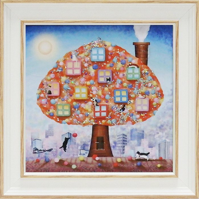 【スーパーSALE10%OFF】絵画 ゆうパケット なかの まりの「都会の片隅で(Sサイズ)」/インテリア 額入り 額装込 風景画 油絵 ポスター アート アー...