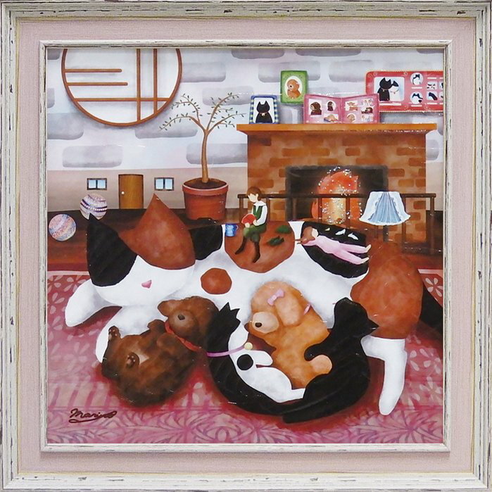 【スーパーSALE10%OFF】絵画 なかの まりの「HOME」/インテリア 額入り 額装込 風景画 油絵 ポスター アート アートパネル リビング 玄関 プレ...