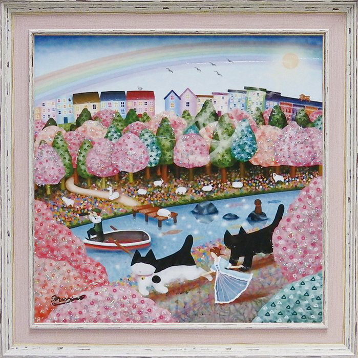 【スーパーSALE10%OFF】絵画 なかの まりの「旅立ち」/インテリア 額入り 額装込 風景画 油絵 ポスター アート アートパネル リビング 玄関 プレゼ...