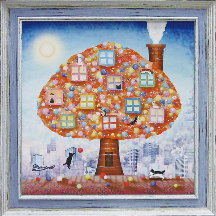 【スーパーSALE10%OFF】絵画 なかの まりの「都会の片隅で」/インテリア 額入り 額装込 風景画 油絵 ポスター アート アートパネル リビング 玄関 ...